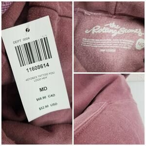 Band Hoodie Rolling Stones Size M Hot Topic Tattoo You Hood Sweatshirt Pink New